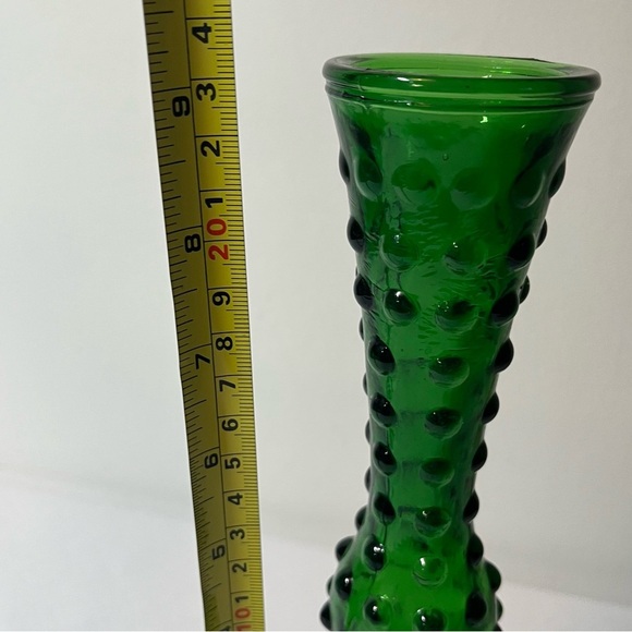 Vintage Empoli Emerald Green Vase Seed Pod Hobnail Art Glass Italy MCM - Picture 4 of 4